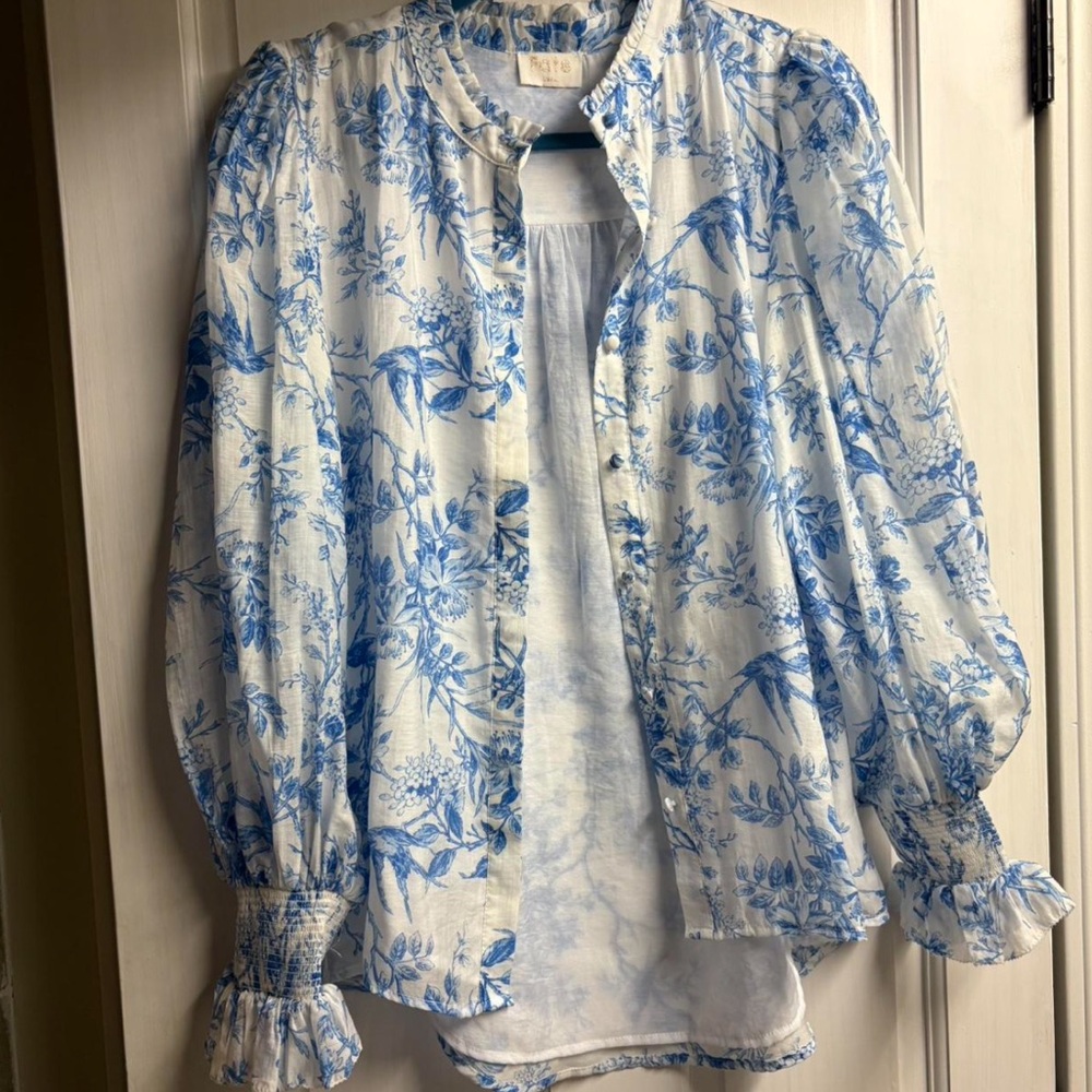 Fate Blue and White Floral Top